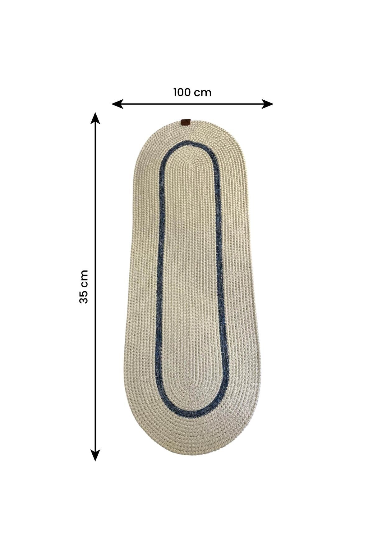 Runner Örgü Dokulu Oval Model 35x100 cm – Şık Masa Runnerı