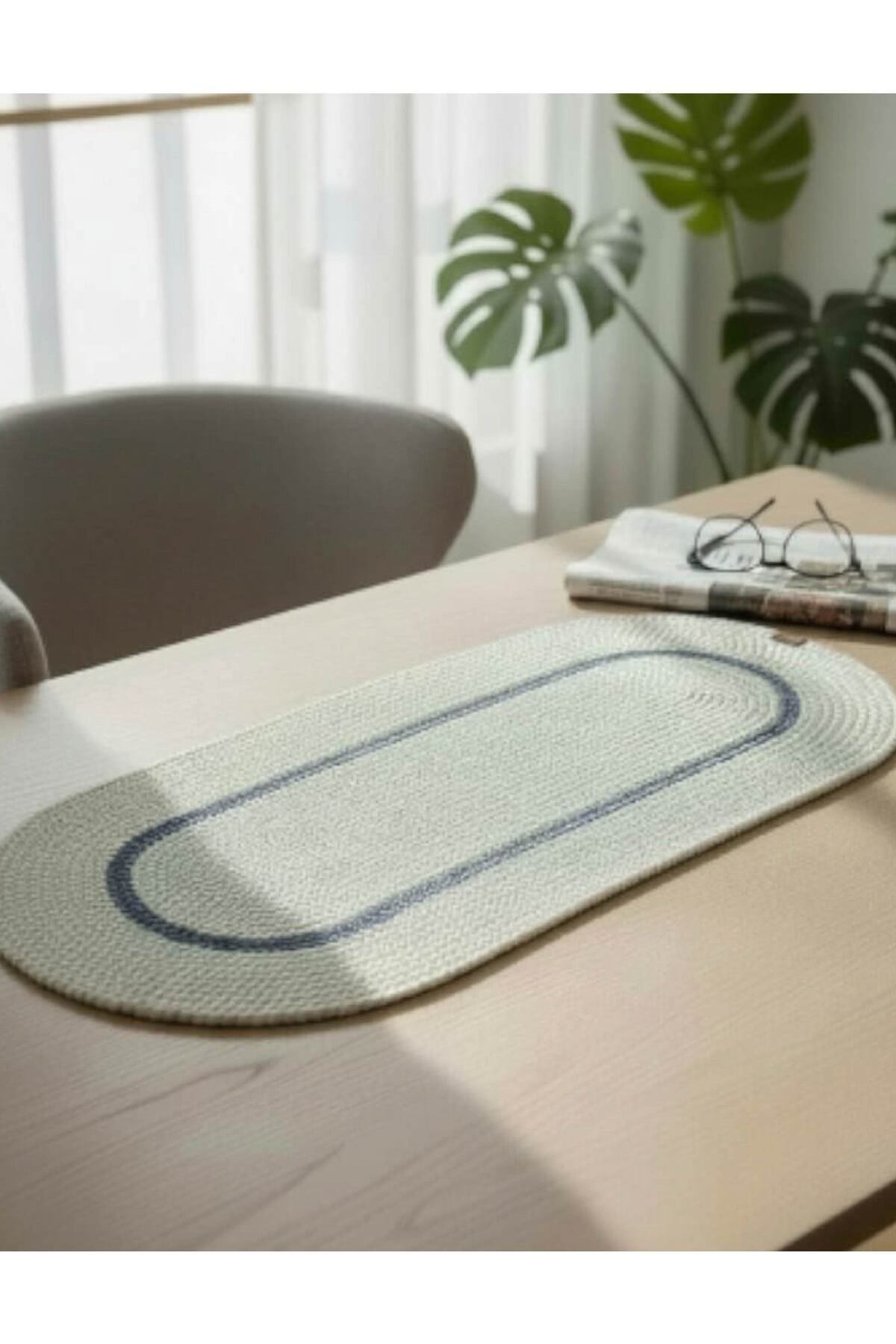 Runner Örgü Dokulu Oval Model 35x100 cm – Şık Masa Runnerı