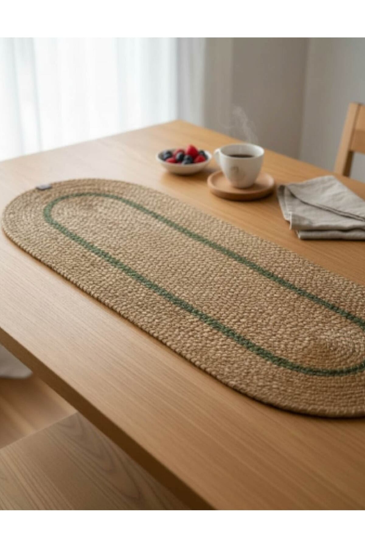 Runner Örgü Dokulu Oval Model 35x100 cm – Şık Masa Runnerı