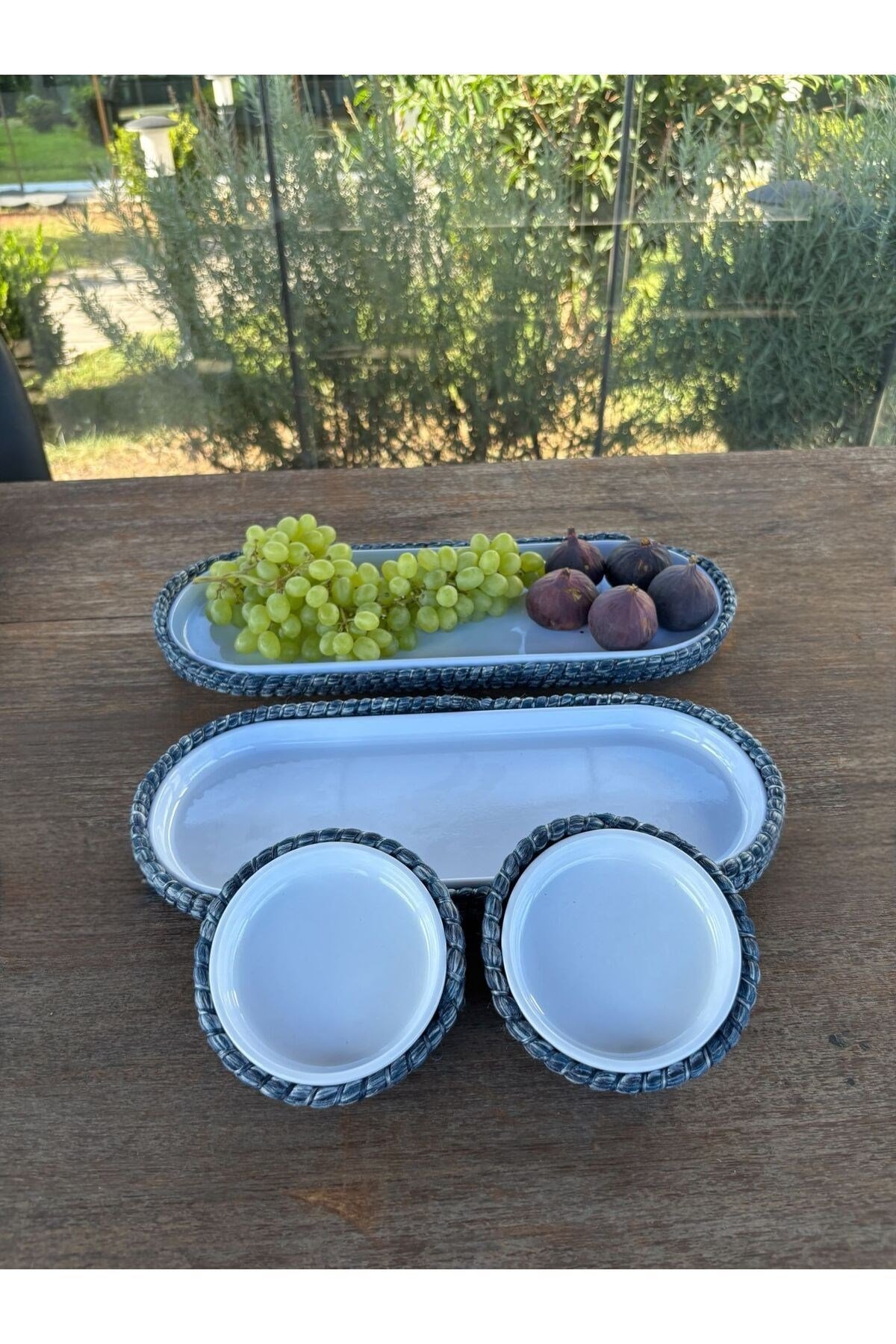 Servis Seti 4’lü Melamin – Modern Hasır Dokulu – Sunum Seti