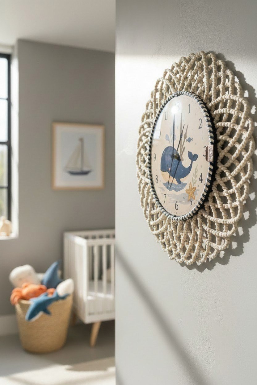 Sevimli Balina Temalı Çocuk Odası Saati 43 CM
