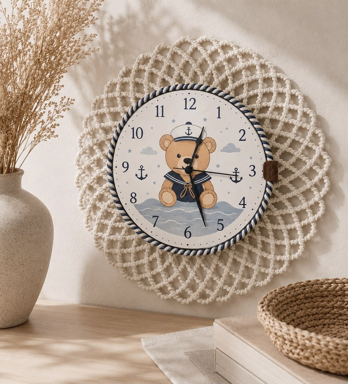 Sevimli Denizci Ayıcık Temalı Çocuk Odası Saati 43 CM