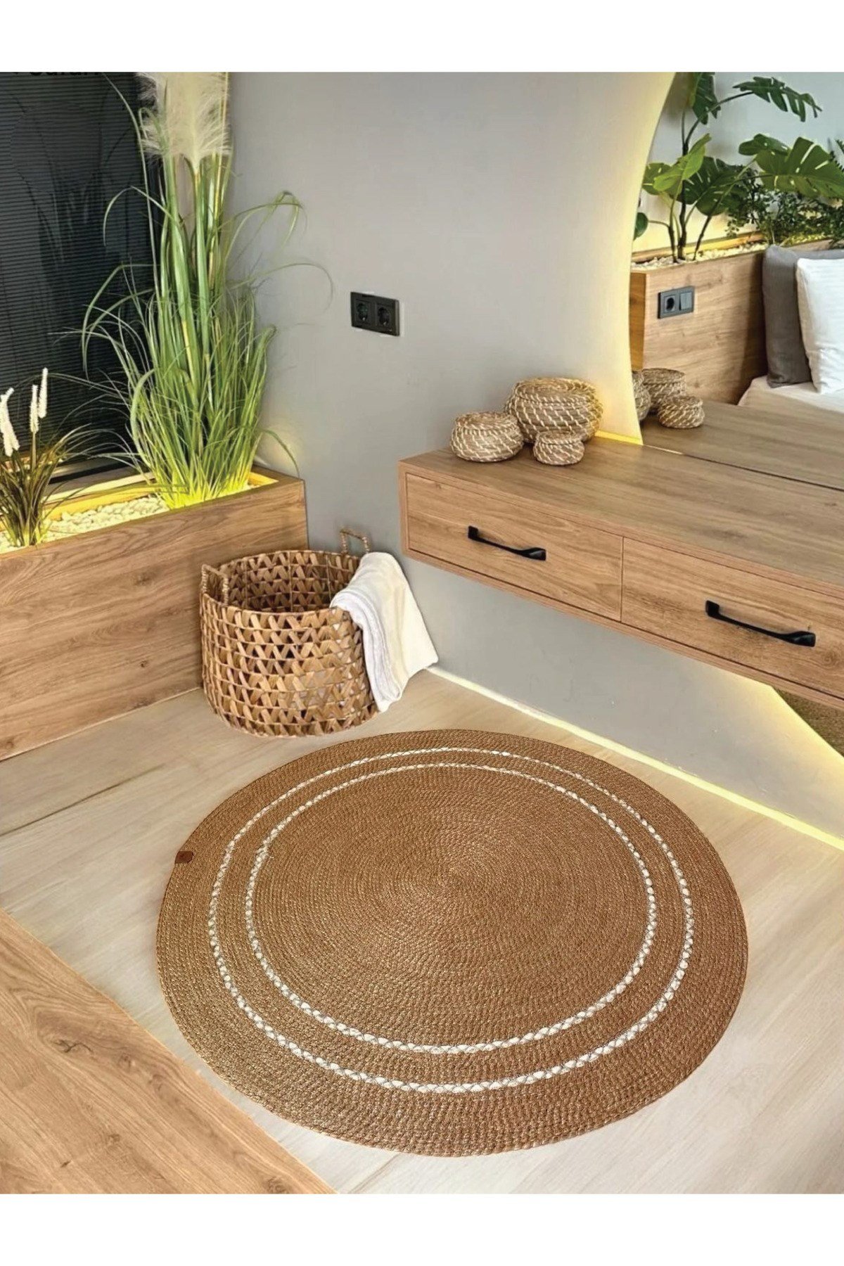 Yuvarlak Dekoratif Çeyizlik Kilim 100 cm - Leke tutmaz -Kolay temizlenebilir