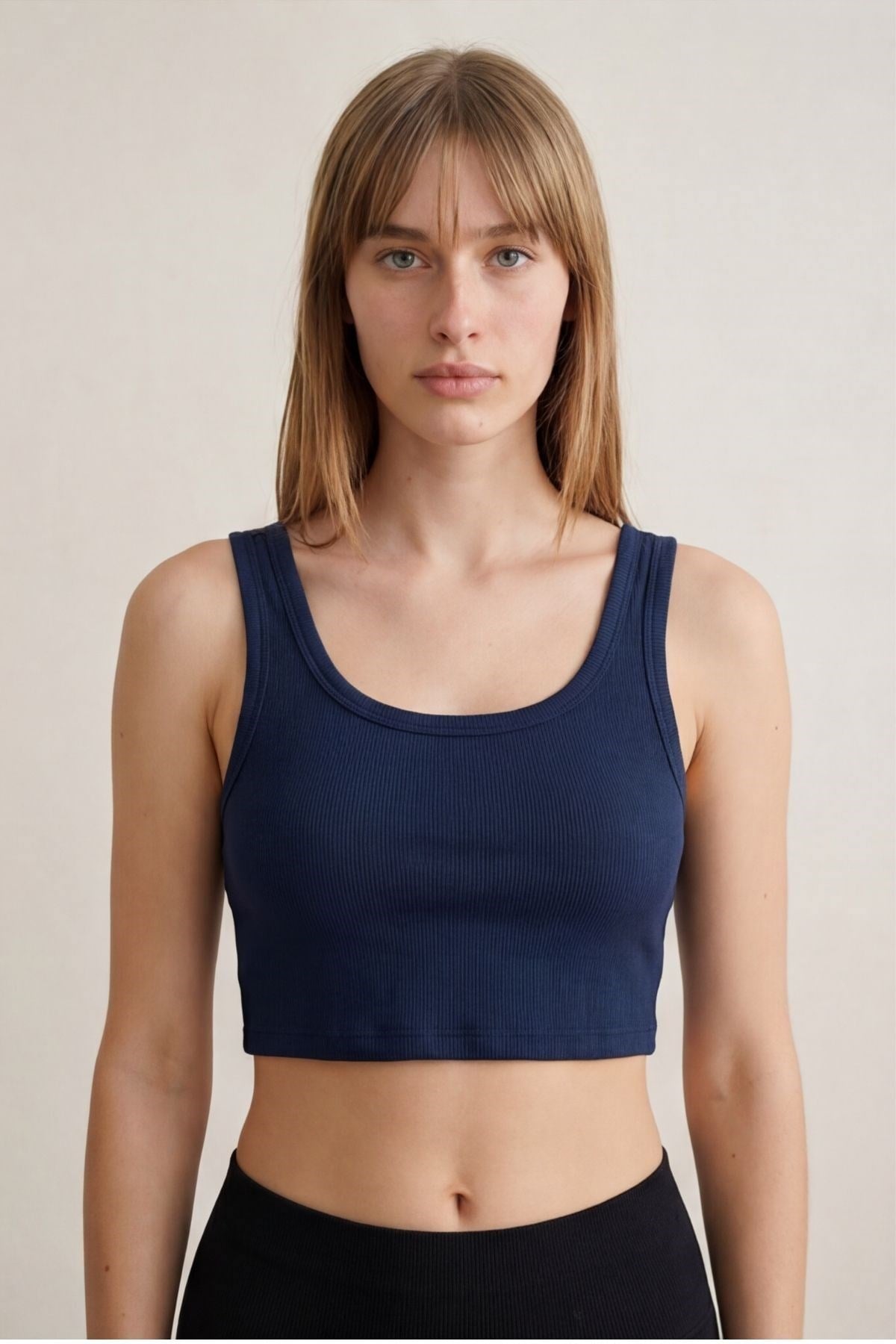 Alr Askılı Crop Atlet Lacivert