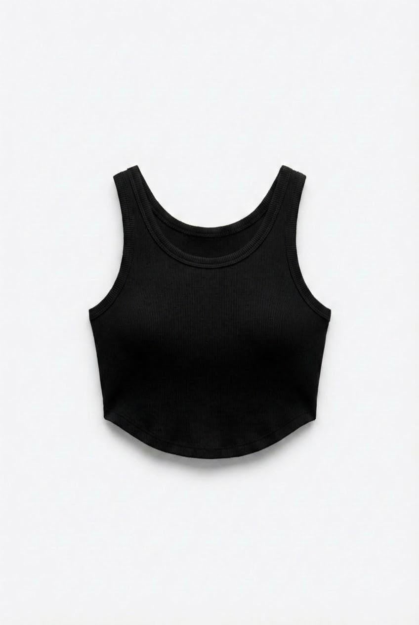 Alr Askılı Crop Atlet Siyah