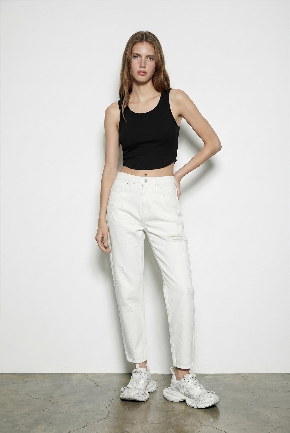 Alr Askılı Crop Atlet Siyah