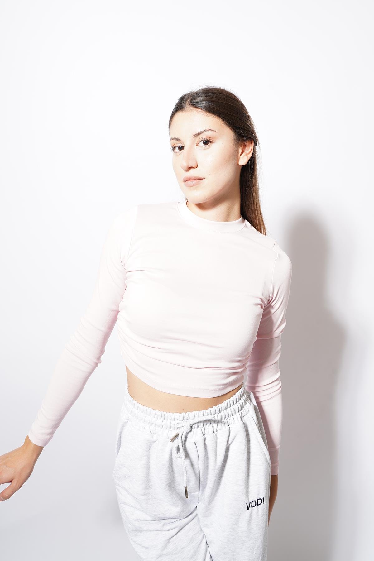 Angle Yan Büzgülü Body Pembe