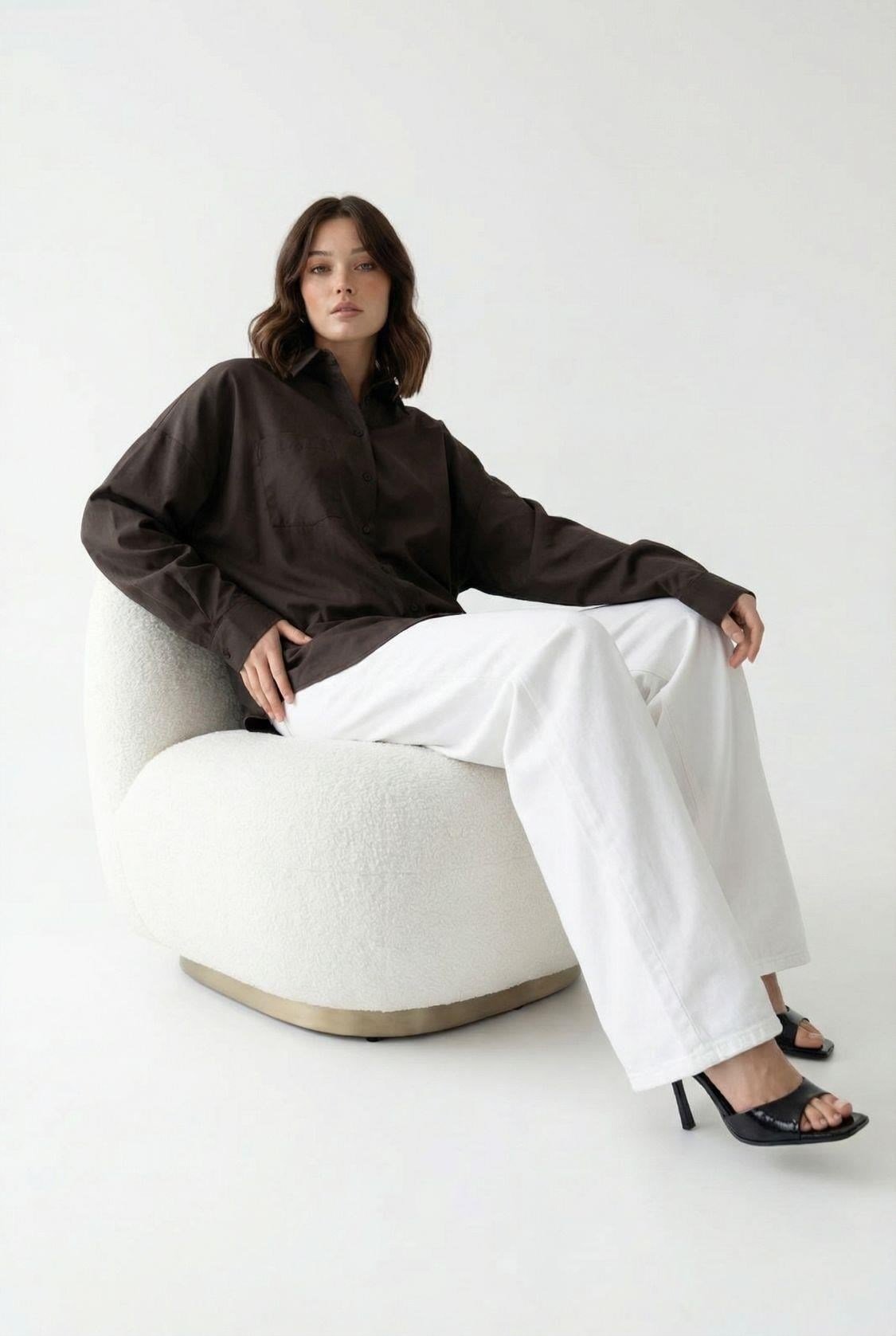 Basic Oversize Gömlek Kahve