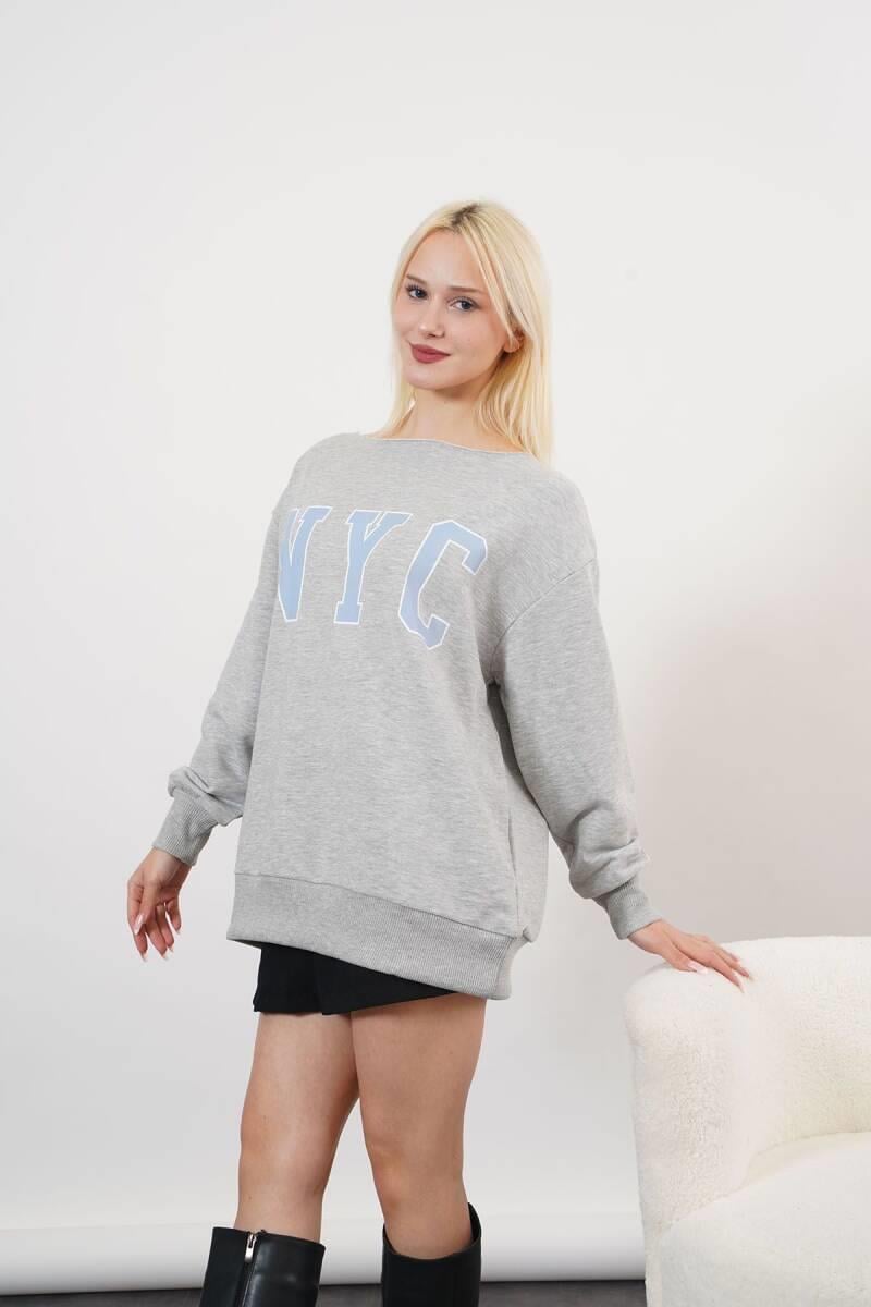 Belda Yüksek Kalite Kadın Madonna Yaka Sweat  Gri
