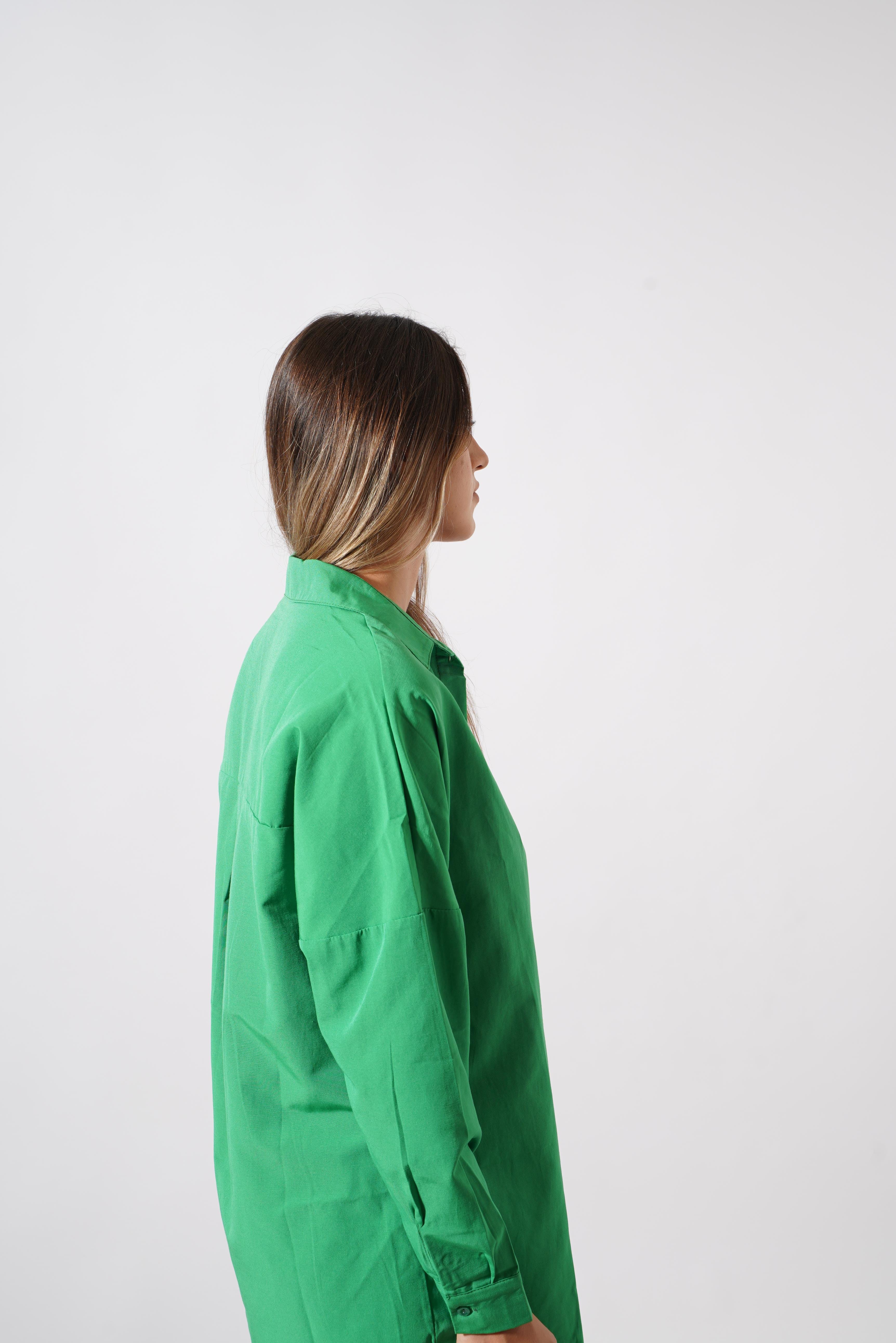 Besra Yüksek Kalite Oversize Kadın Gömlek YESIL