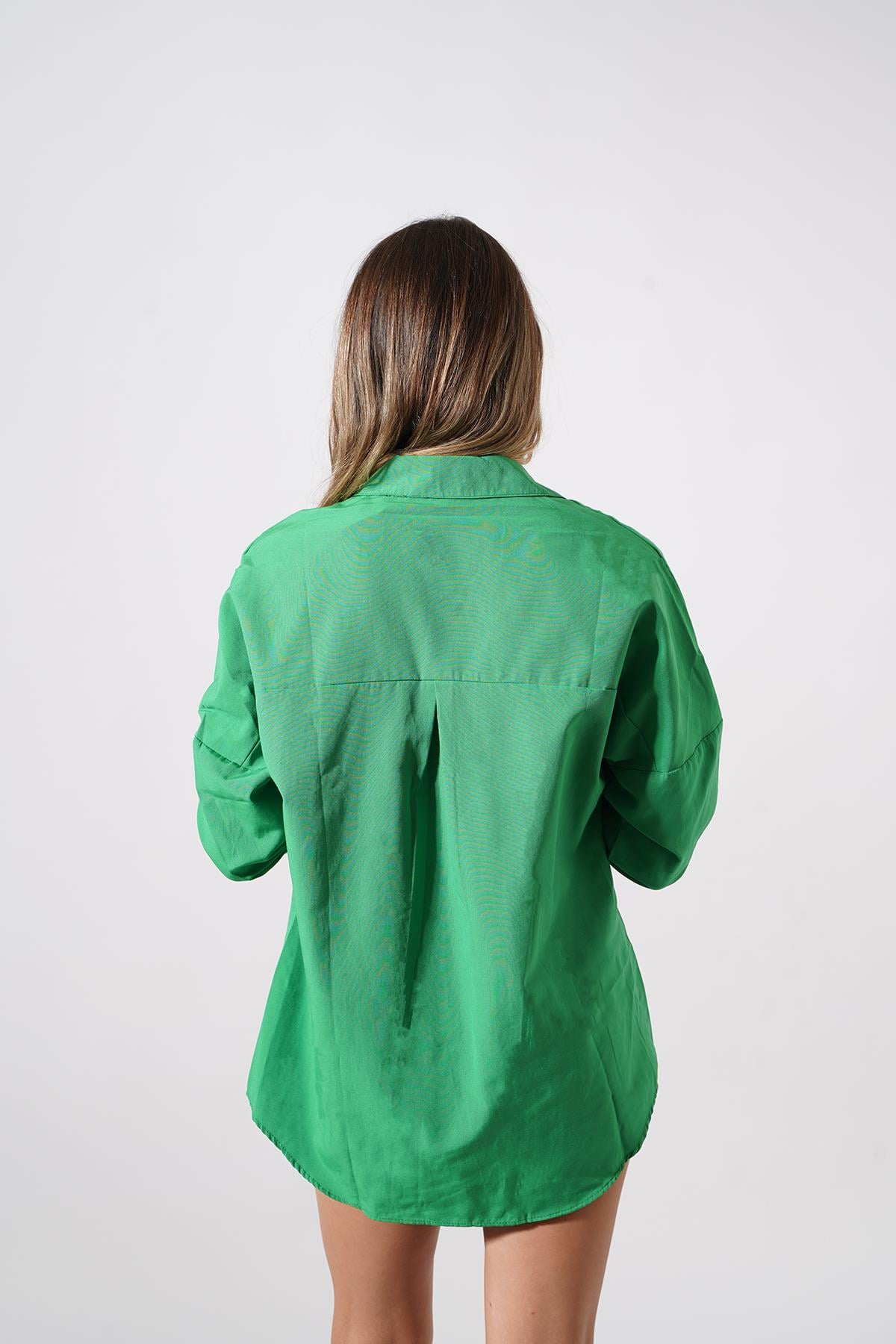 Besra Yüksek Kalite Oversize Kadın Gömlek YESIL