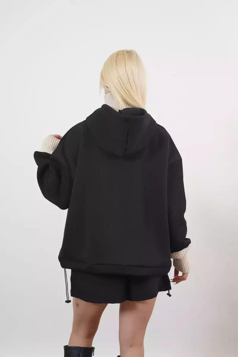 Carole Yüksek Kaliteli Boğaz Detaylı Kadın Sweat  Siyah