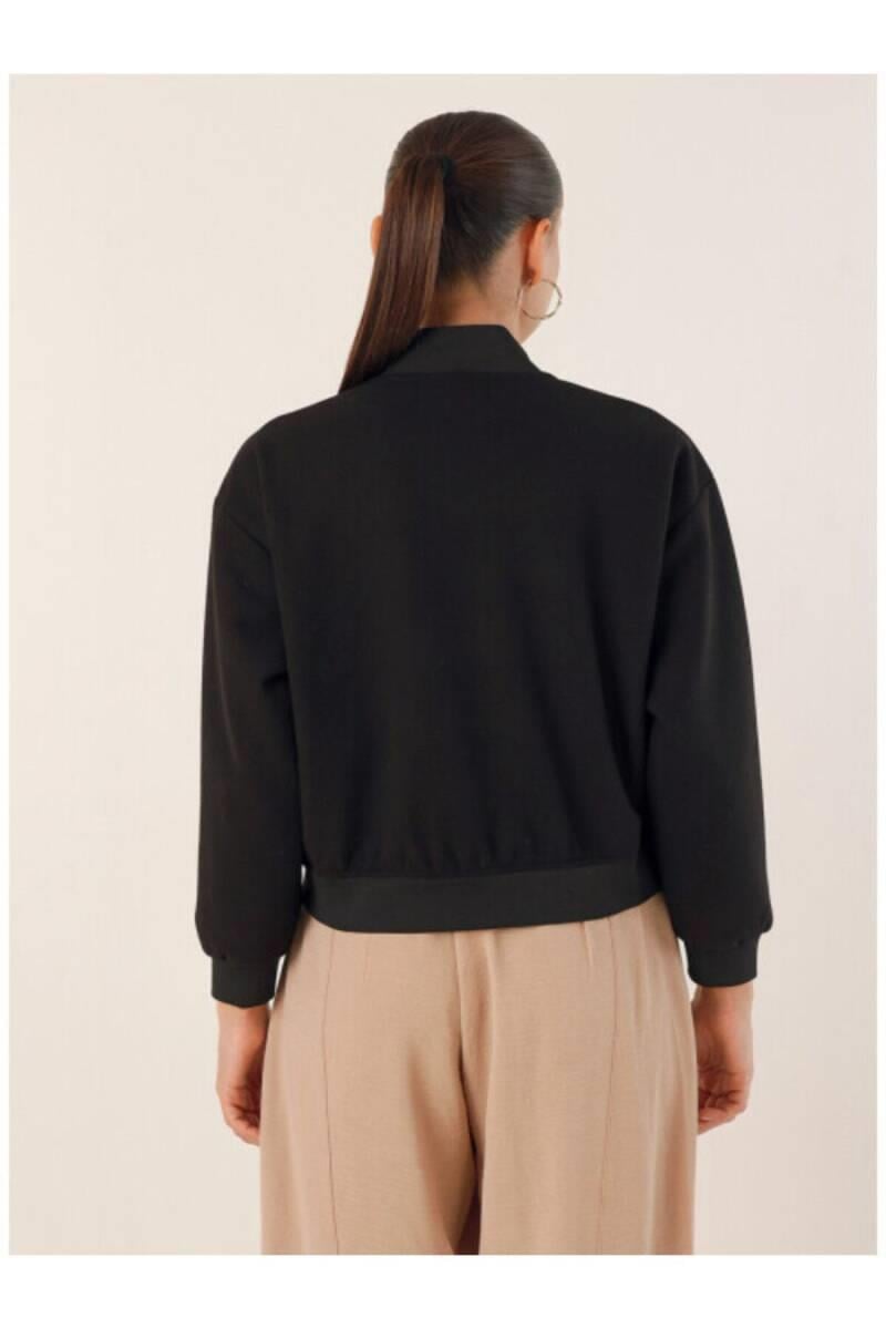 Çift Cepli Crop Ceket Siyah