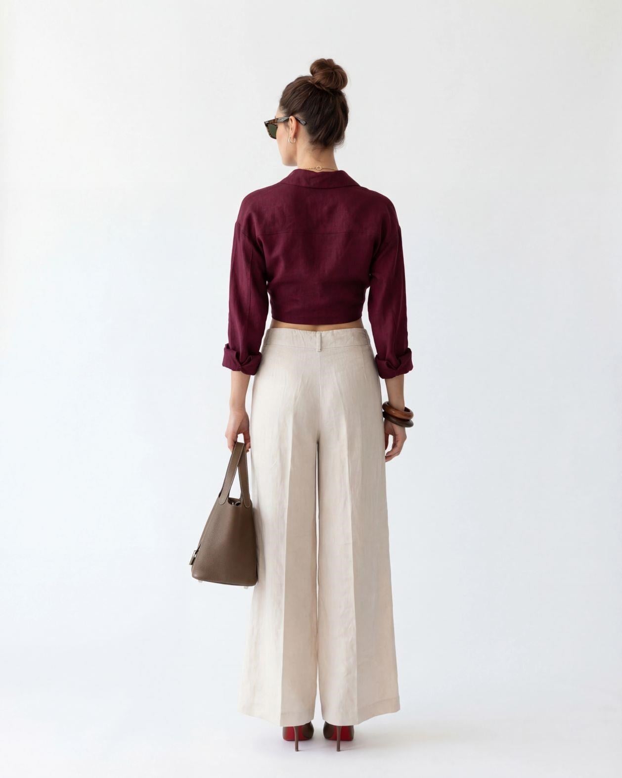 Damley Ön Bağlamalı Crop Bordo