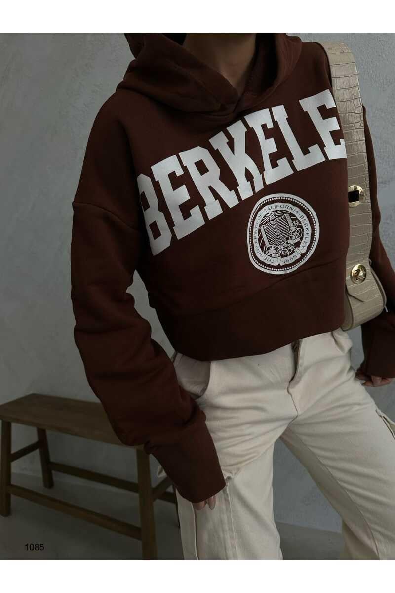 Diana Yüksek Kalite Kadın Crop Sweatshirt  Kahve