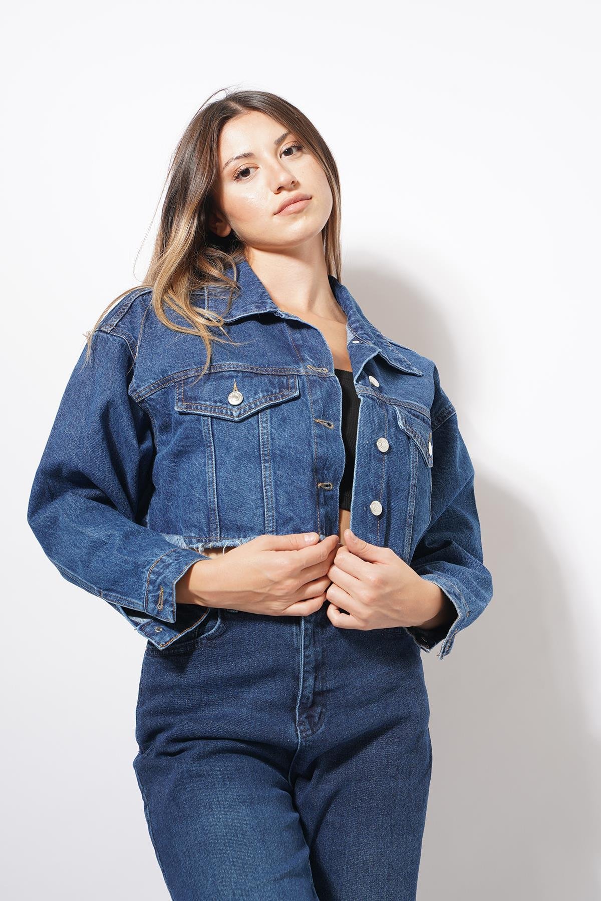 Doray Crop Ceket Lacivert