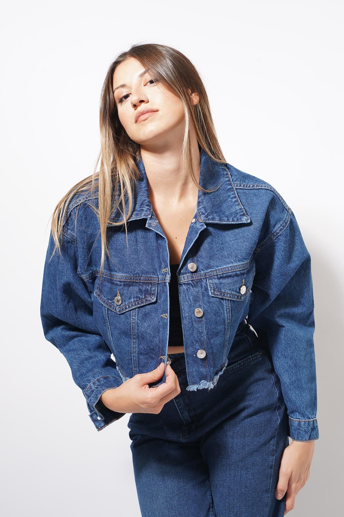 Doray Crop Ceket Lacivert