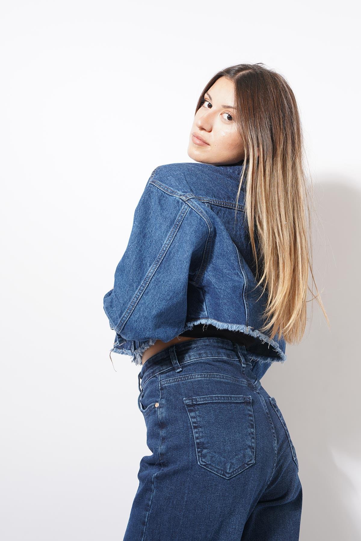 Doray Crop Ceket Lacivert