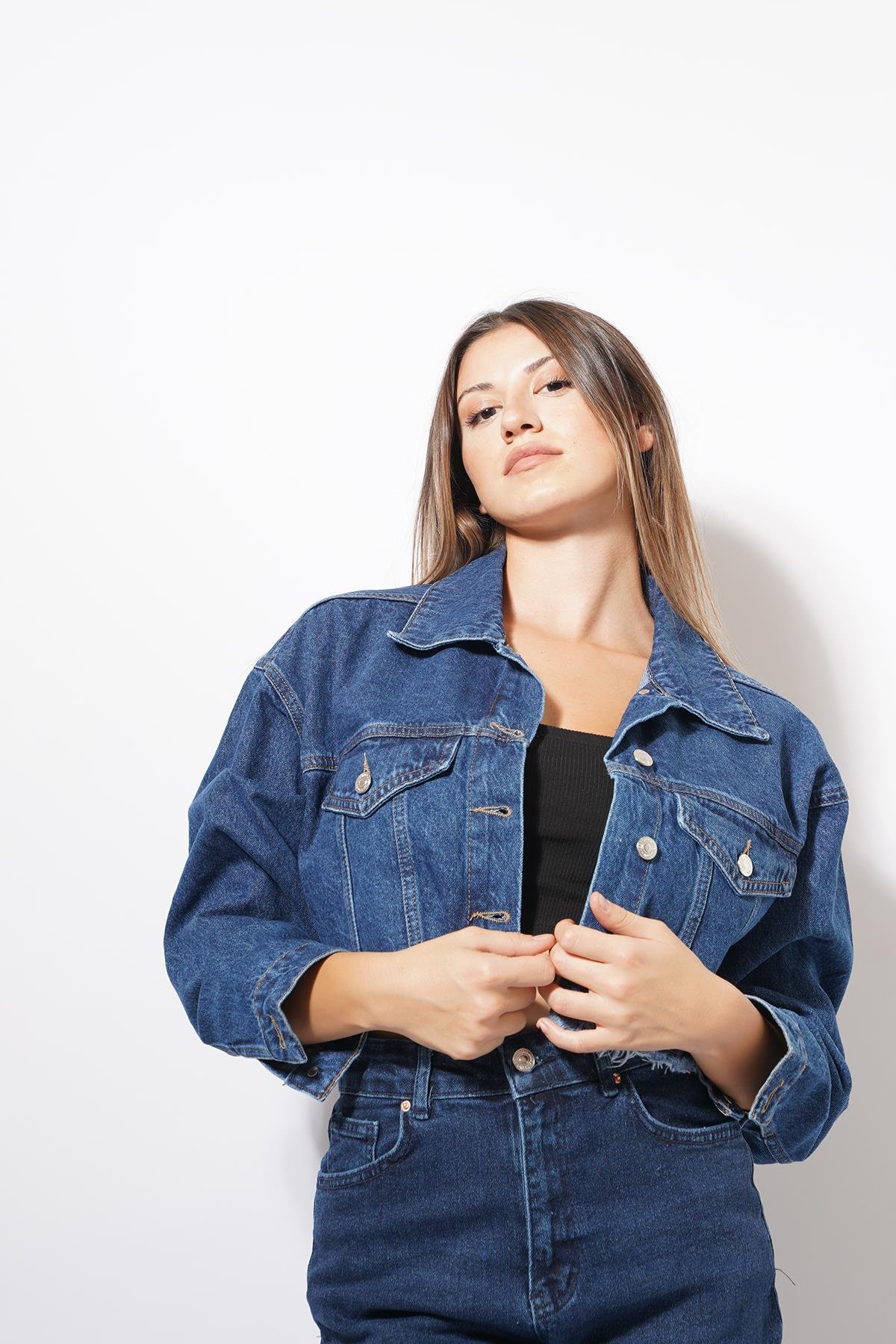 Doray Crop Ceket Lacivert