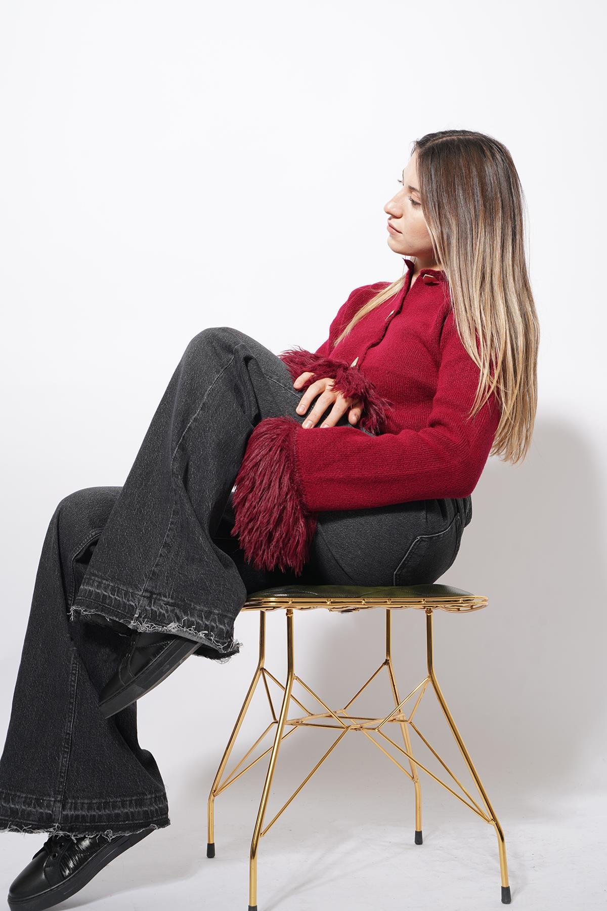 Durme Püskül Paça Wideleg Pantolon Füme