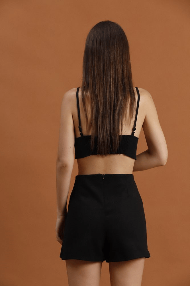 Isabella Yüksek Kalite Taş Detaylı Mini Etek Siyah