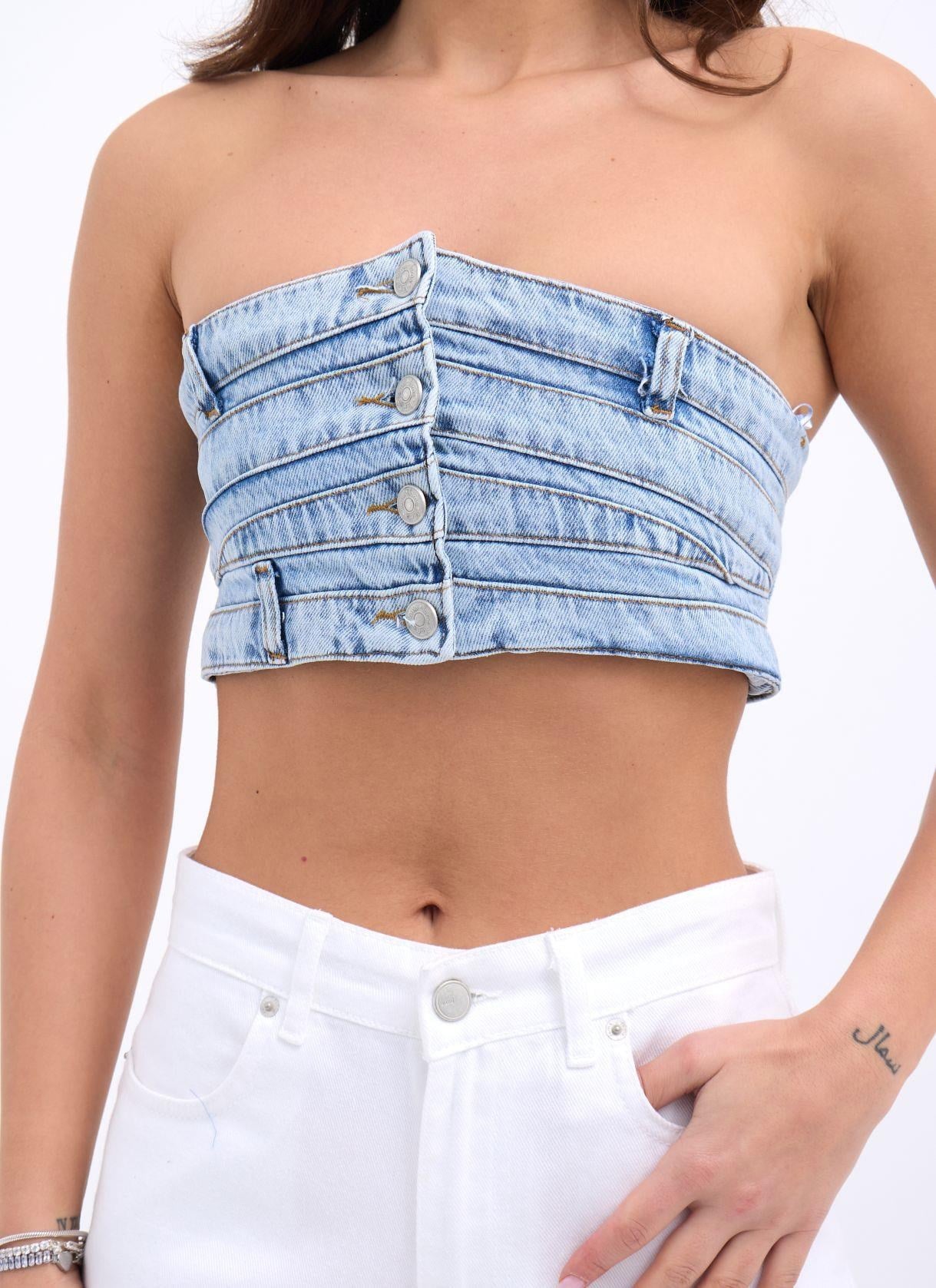 İsta Kot Crop Mavi
