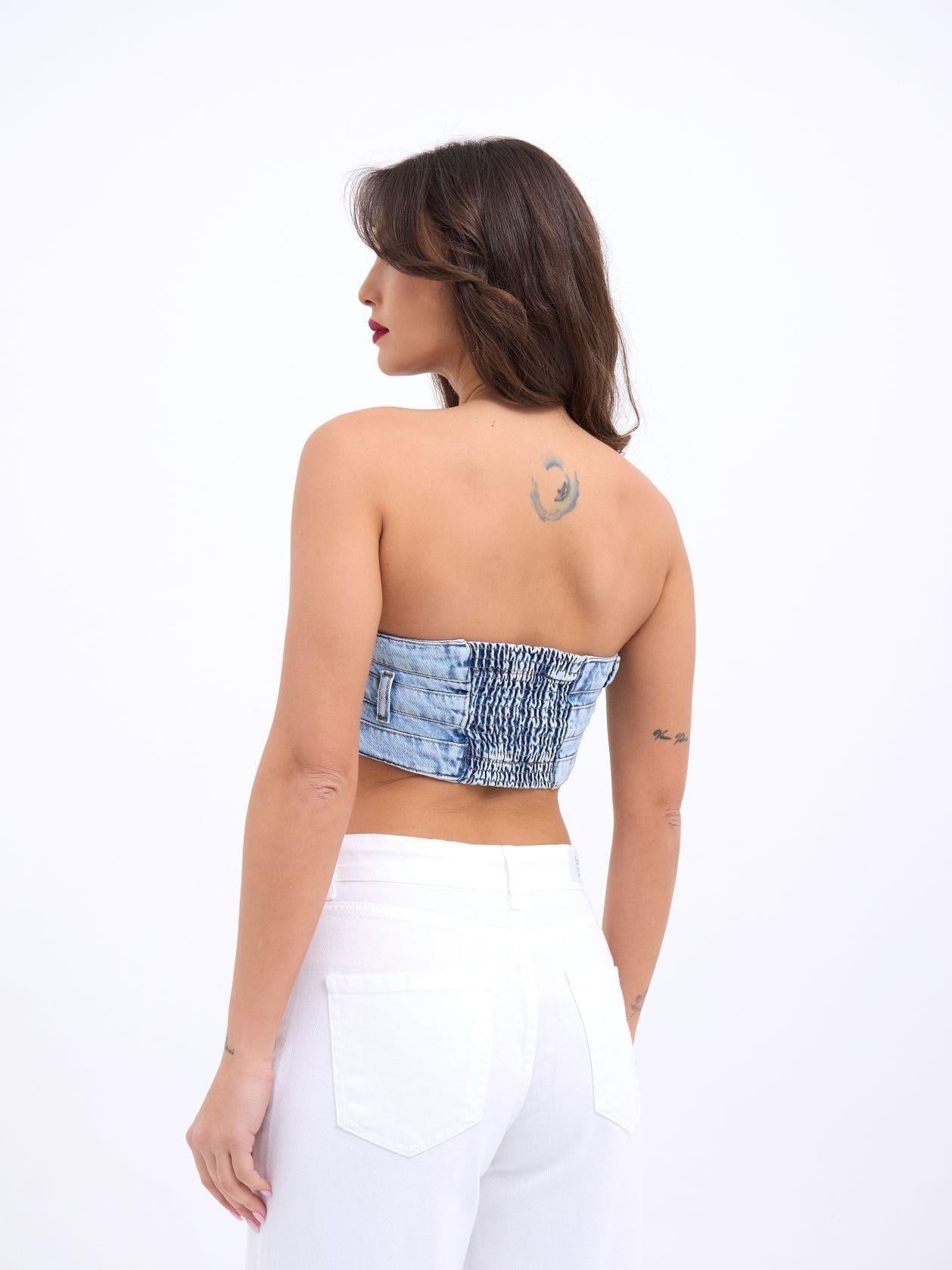 İsta Kot Crop Mavi