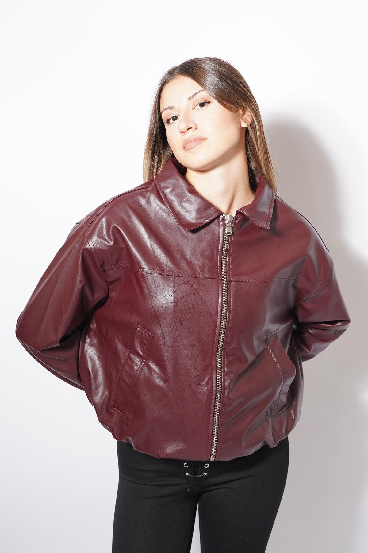 Karl Deri Ceket Bordo