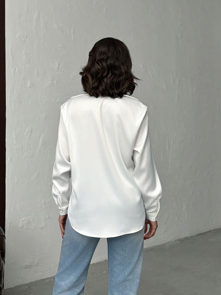Noir Silk Saten Gömlek Beyaz