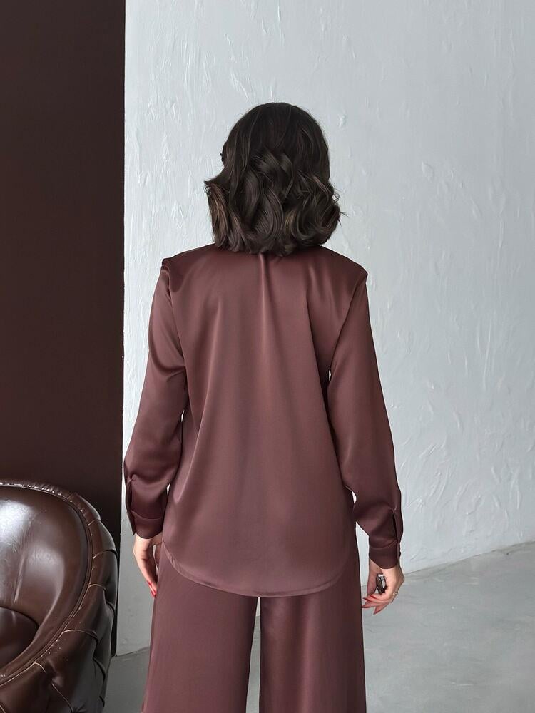 Noir Silk Saten Gömlek Kahve