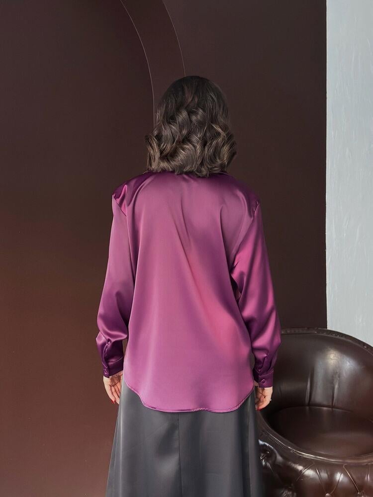 Noir Silk Saten Gömlek Mürdüm