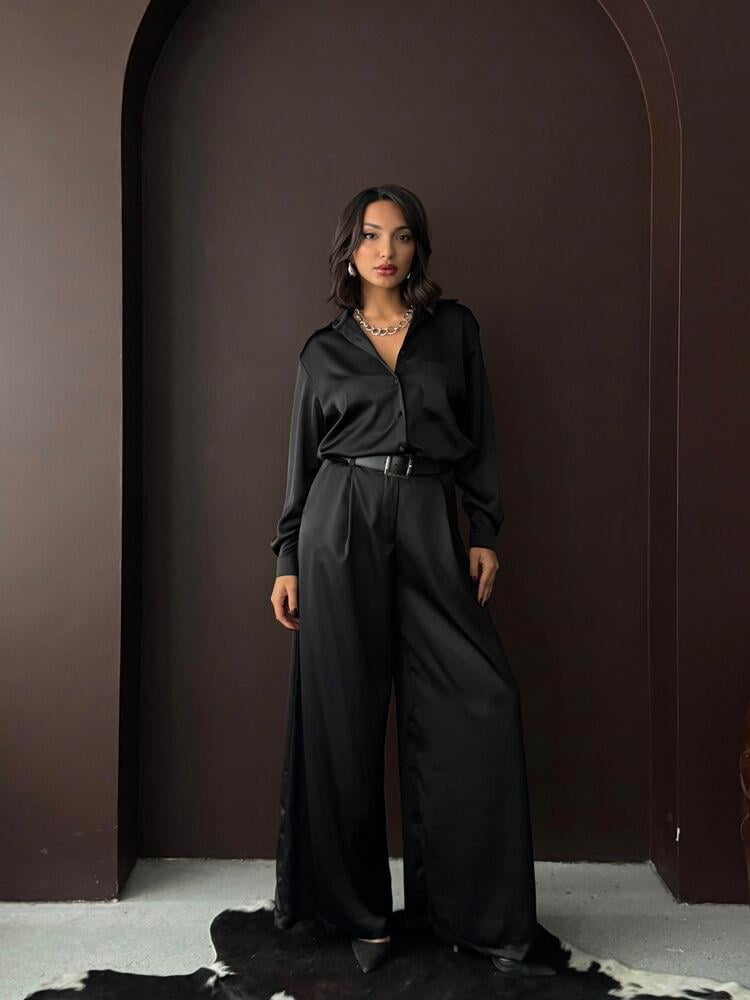 Noir Silk Saten Gömlek Siyah