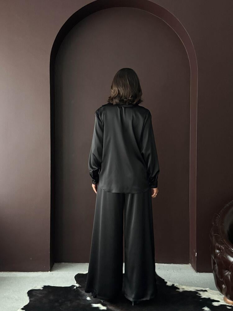 Noir Silk Saten Gömlek Siyah