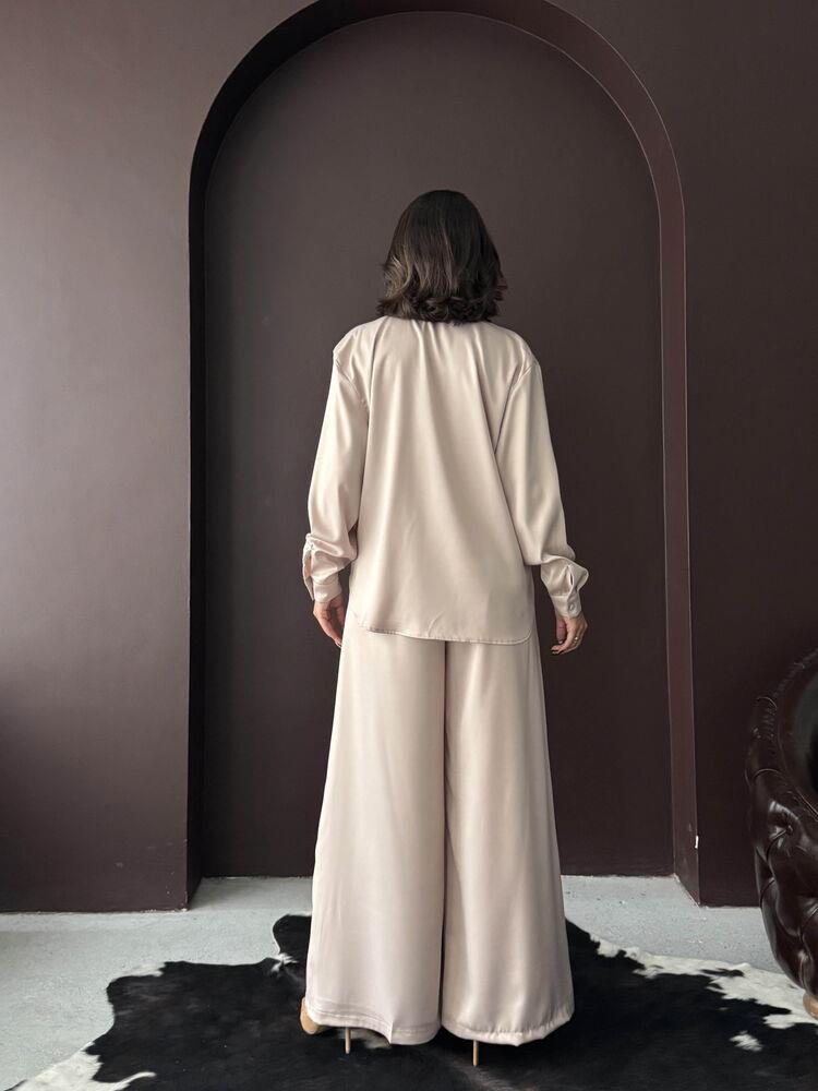 Noir Silk Saten Gömlek Taş