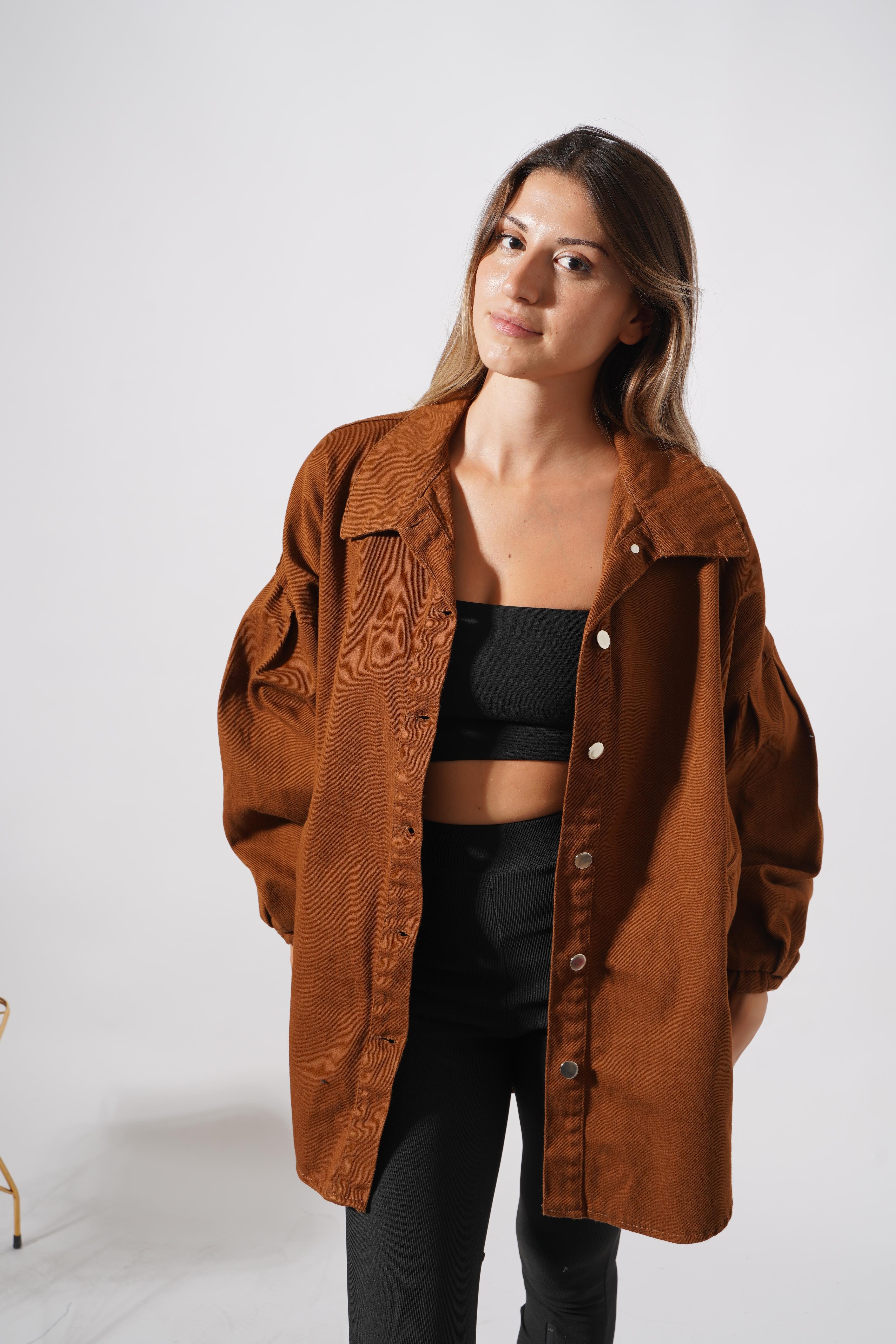 Ravenna Oversize Gabardin Ceket  Kahve