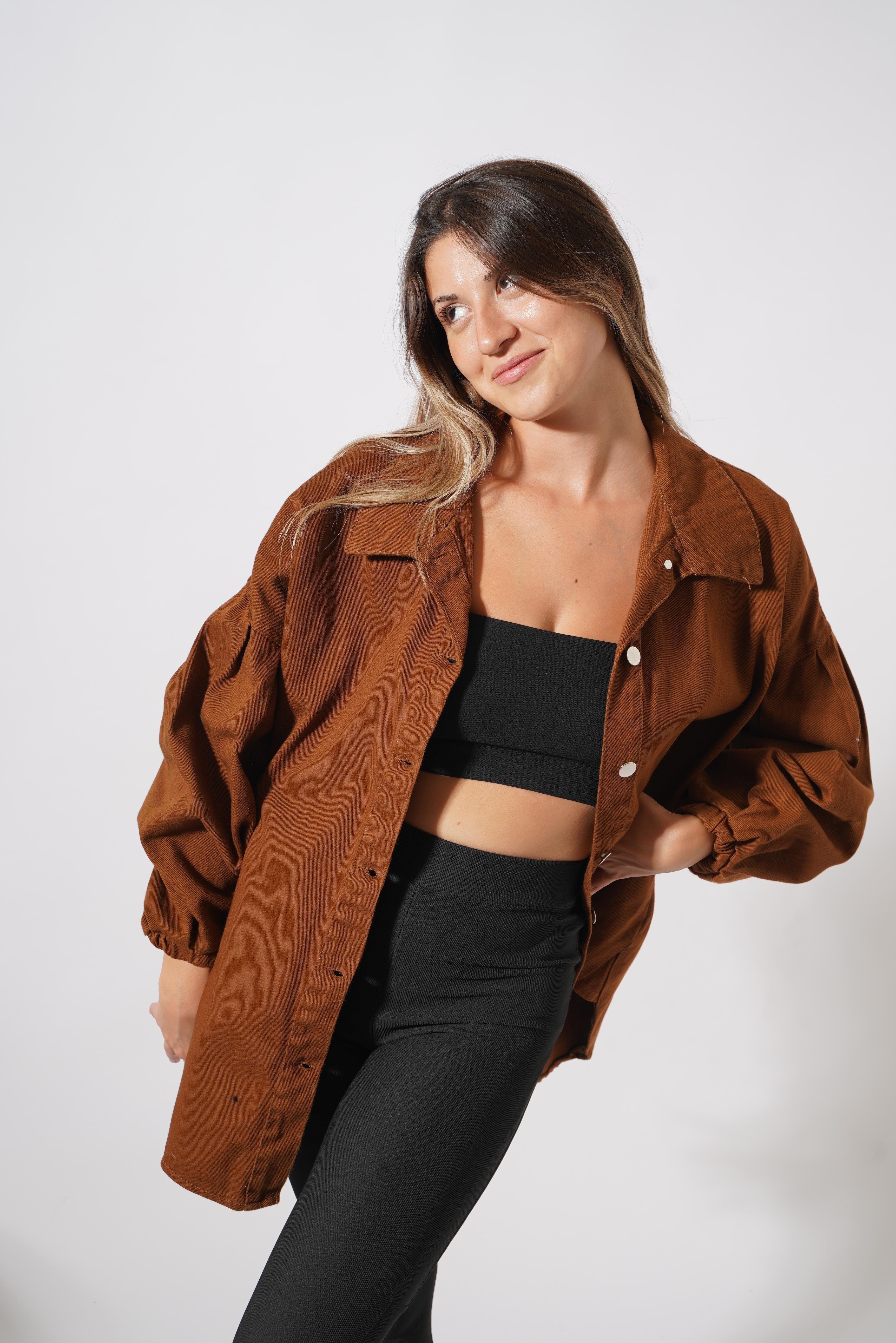 Ravenna Oversize Gabardin Ceket  Kahve