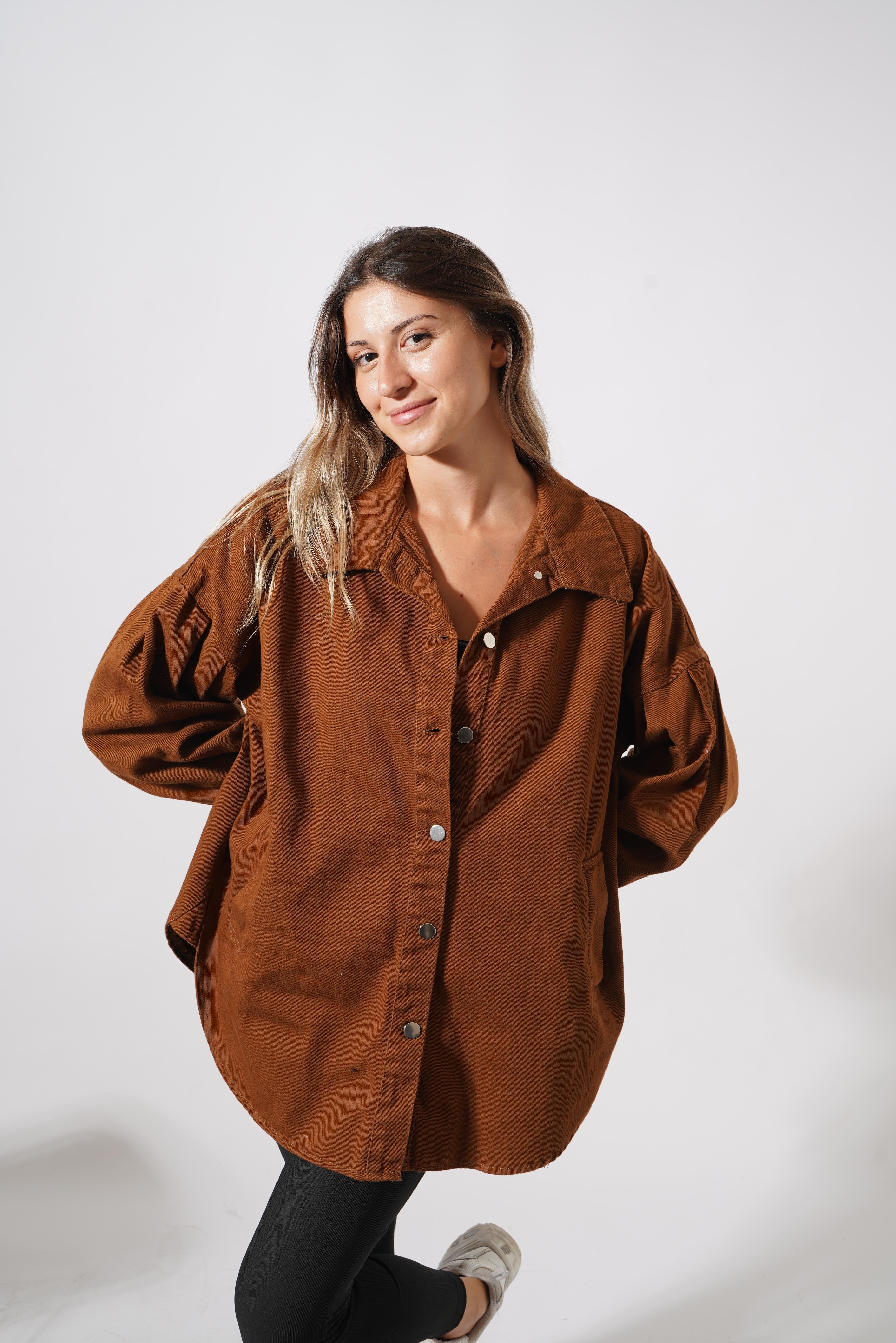 Ravenna Oversize Gabardin Ceket  Kahve