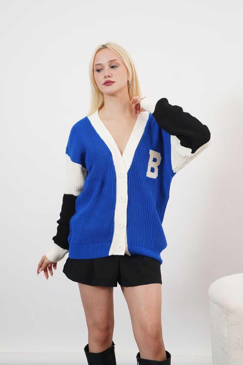 Rosalie Yüksek Kalite Kadın Armalı Kolej Hırka Mavi