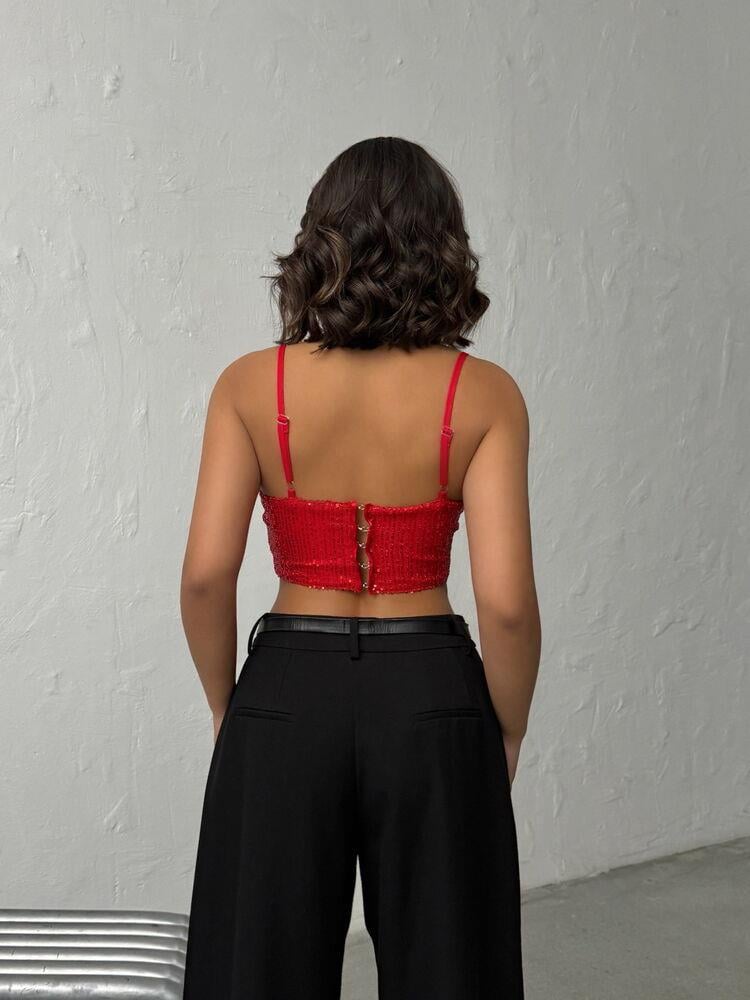 Seduction Payetli Büstiyer Kırmızı