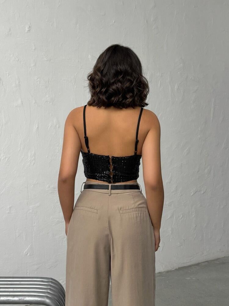 Seduction Payetli Büstiyer Siyah