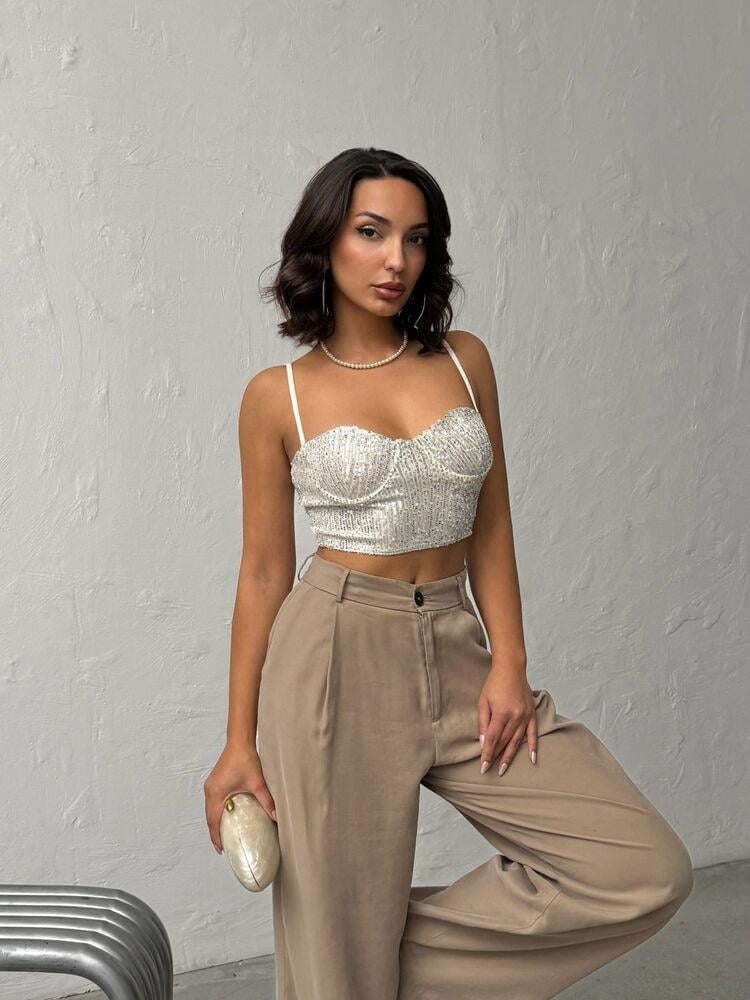 Seduction Payetli Büstiyer Taş