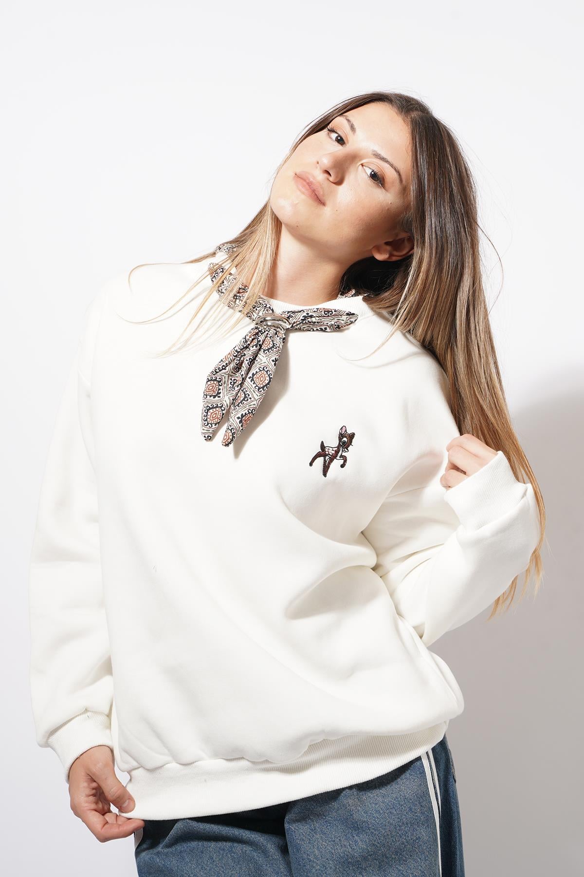Sella Fuarlı Basic Sweat Beyaz