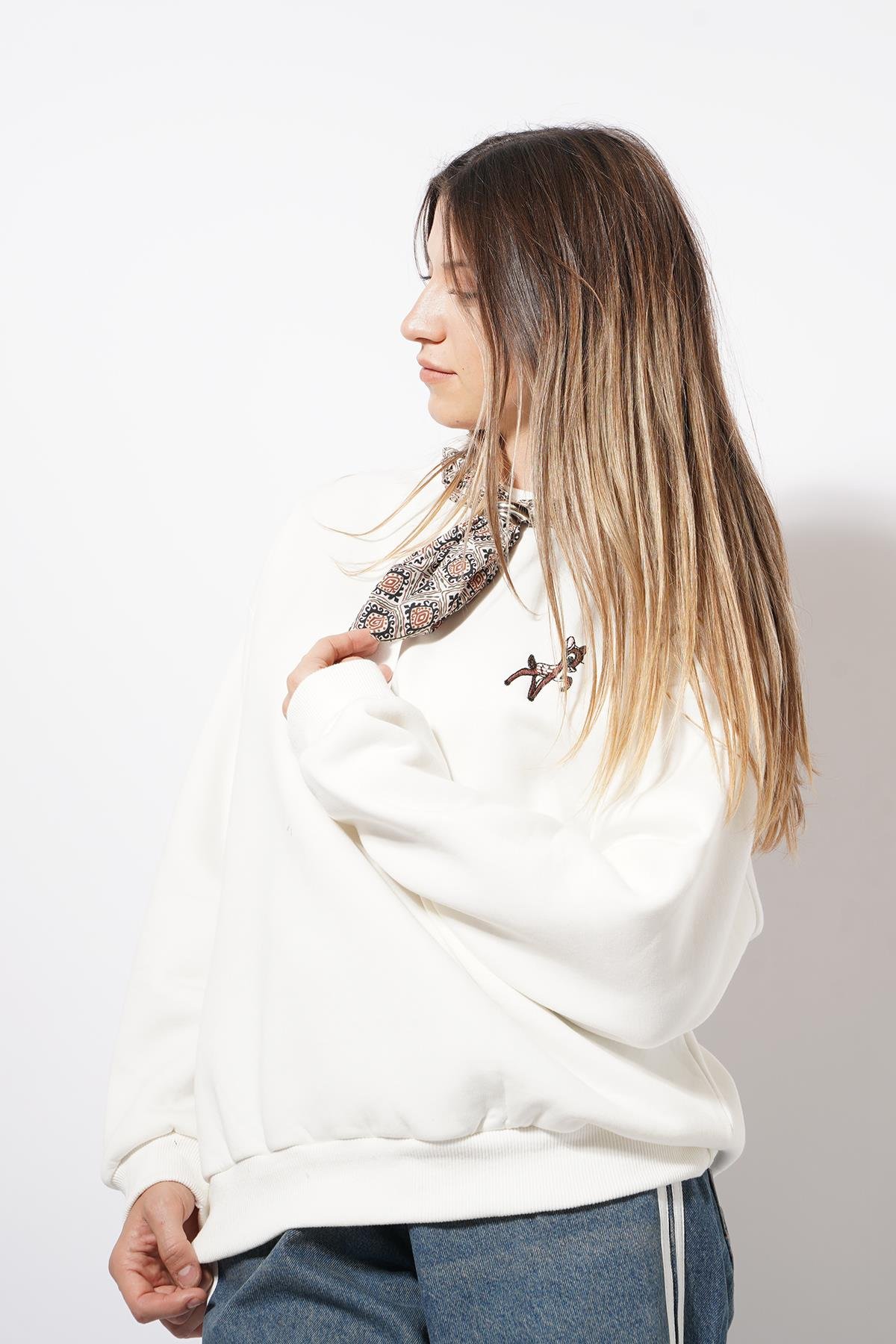 Sella Fuarlı Basic Sweat Beyaz