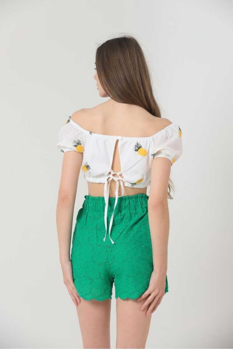 Topshow Ananas Meyve Nakışlı Toptan Büstiyer Beyaz