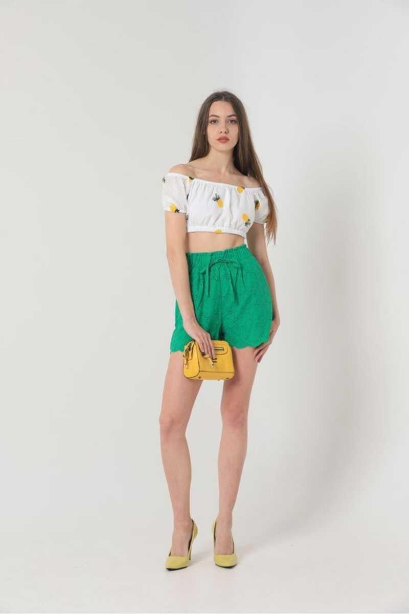Topshow Ananas Meyve Nakışlı Toptan Büstiyer Beyaz