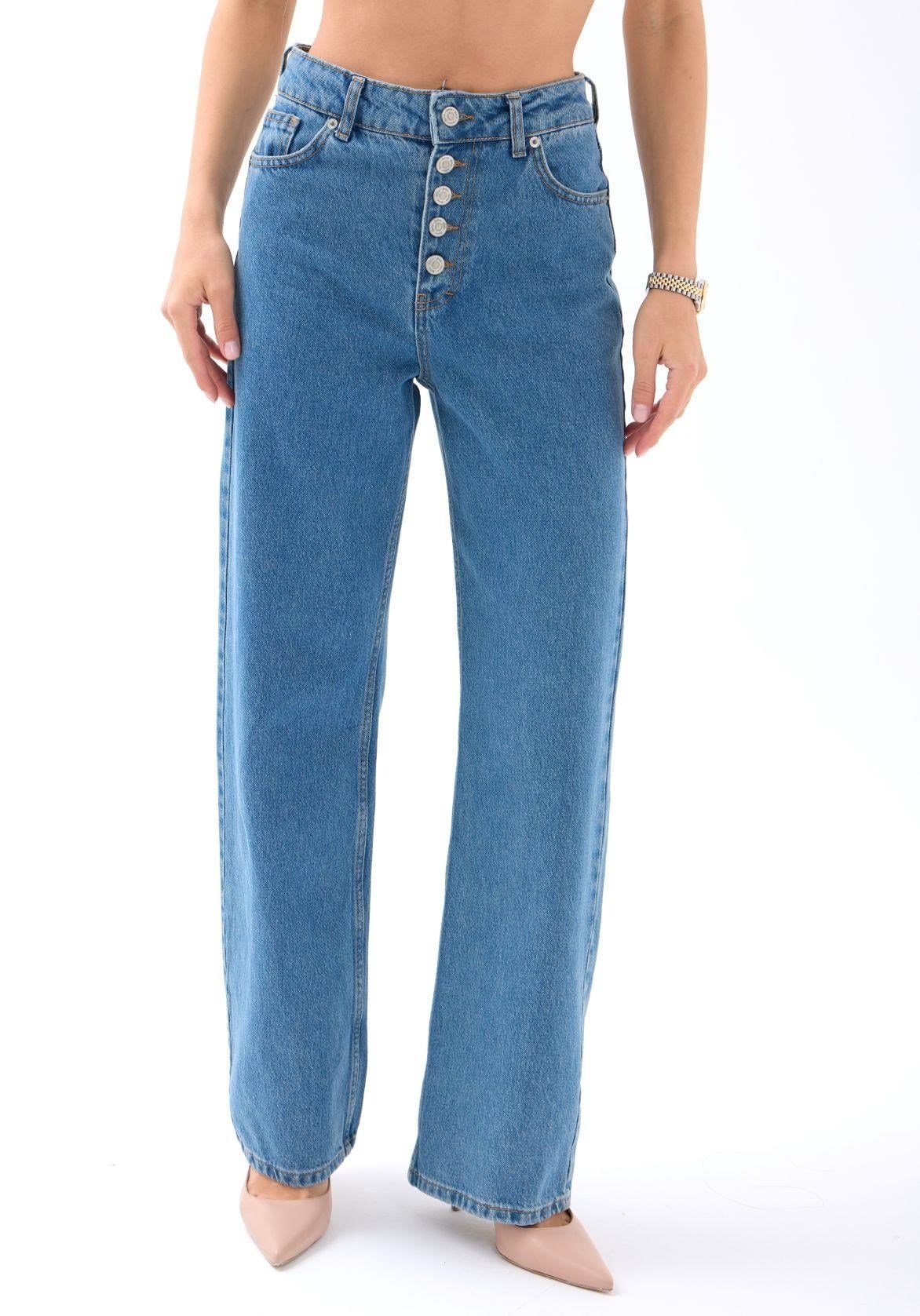Uzli Wide Leg Pantolon Mavi