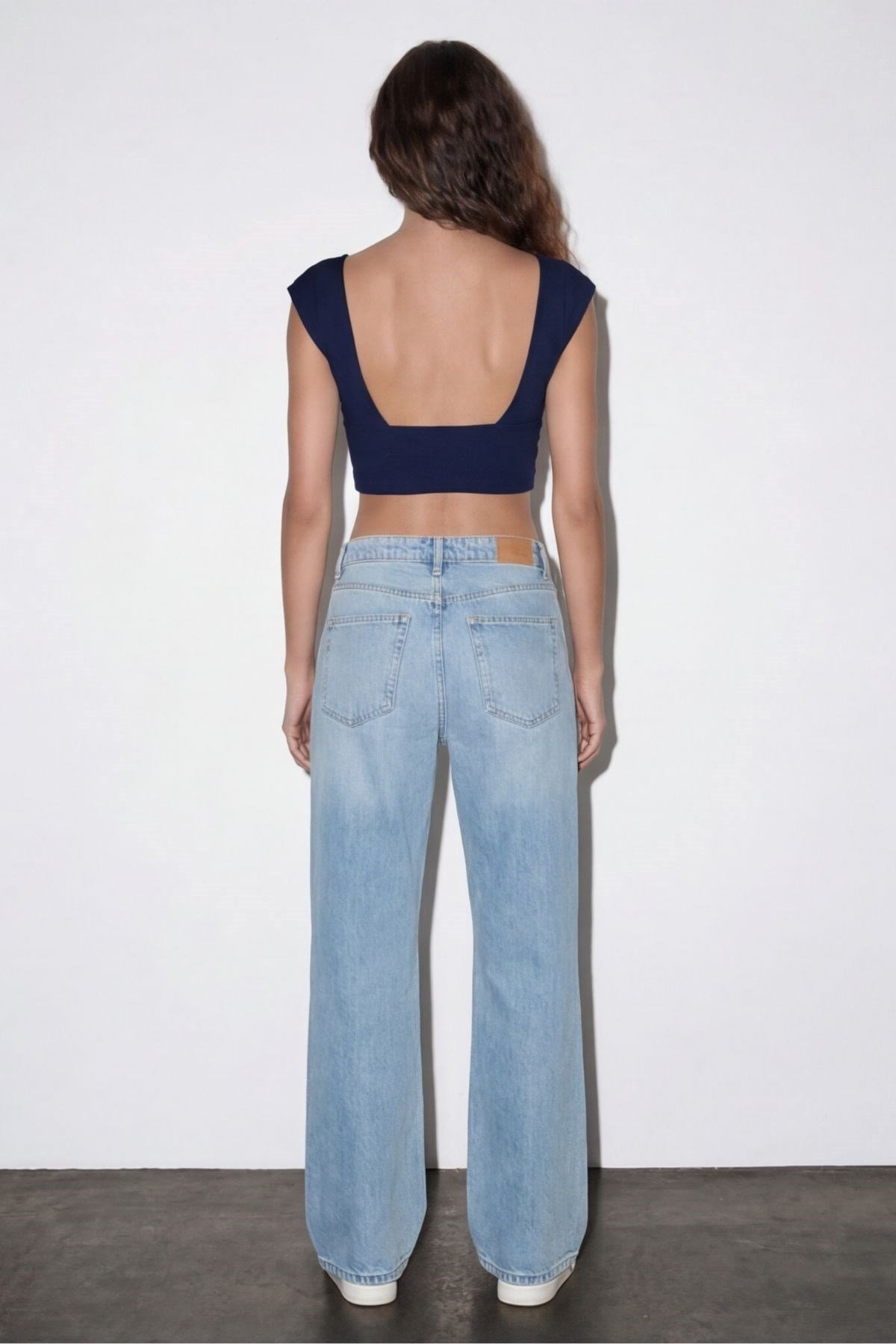 Yolna Crop Detaylı Bluz  Lacivert