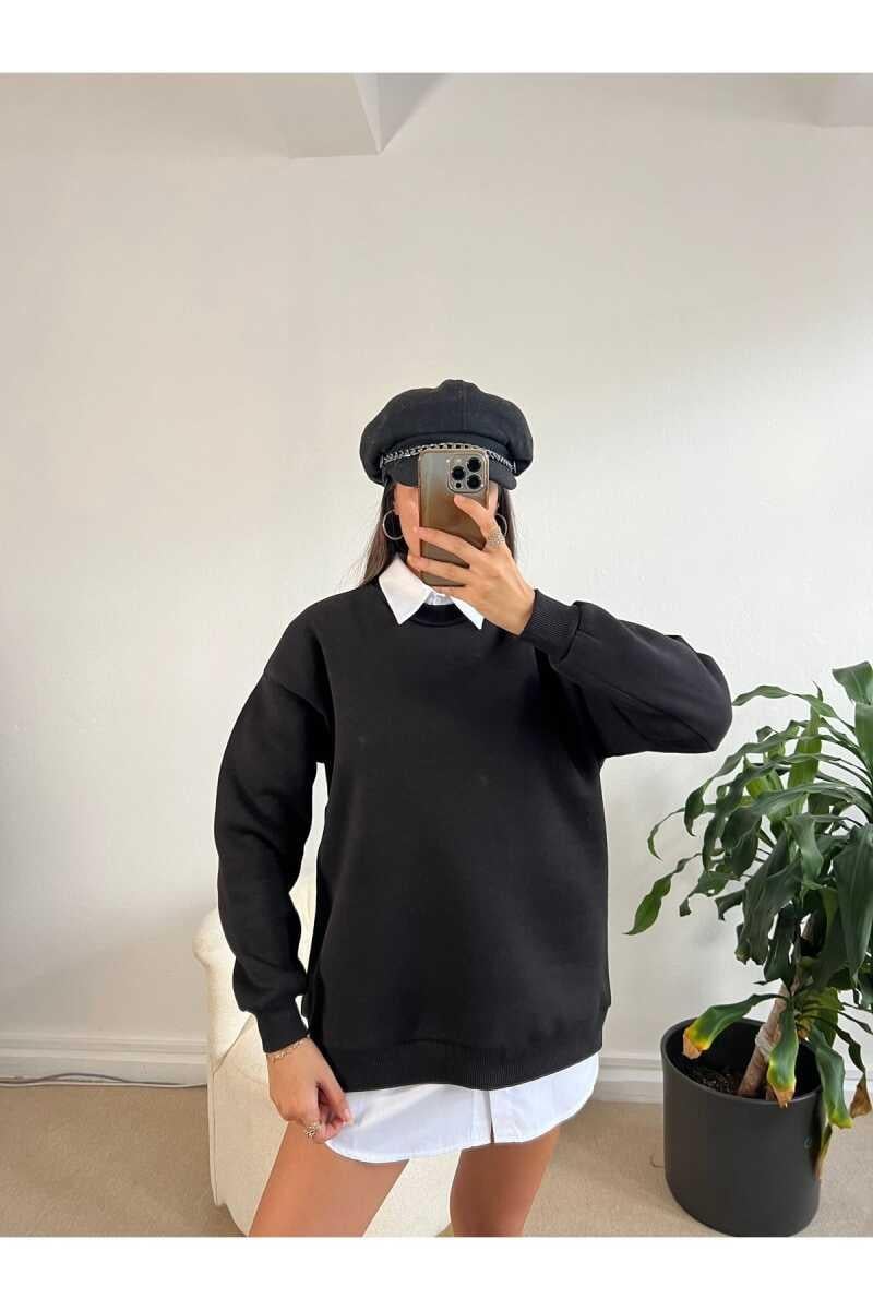 Yüksek Kalite Kadın Siyah Sweatshirt Siyah