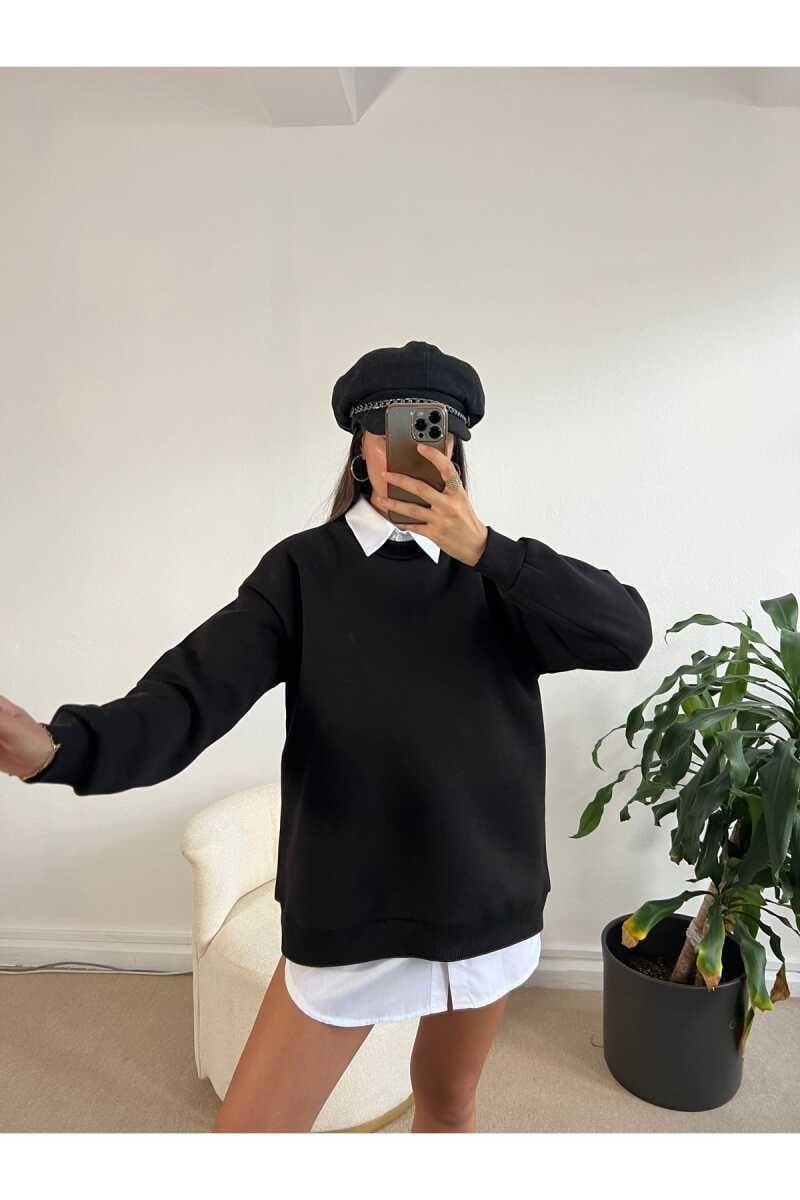 Yüksek Kalite Kadın Siyah Sweatshirt Siyah