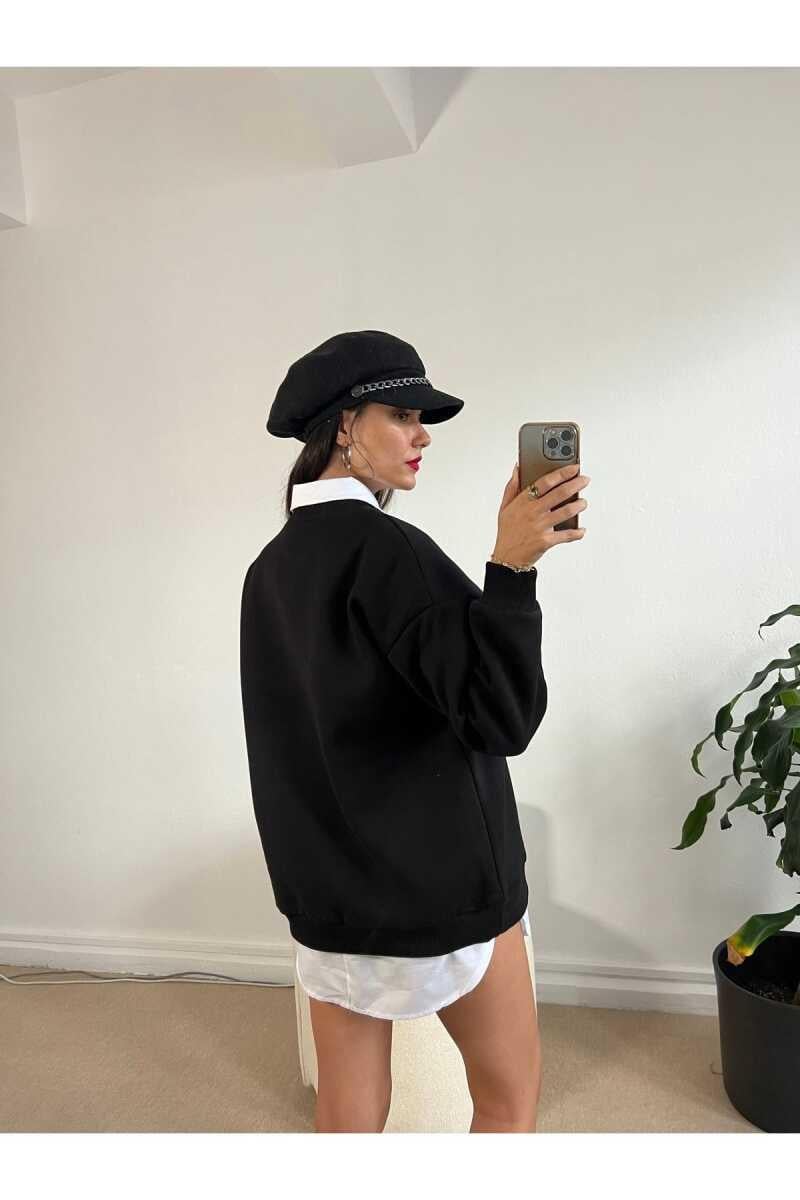 Yüksek Kalite Kadın Siyah Sweatshirt Siyah